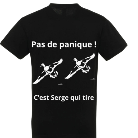 T-shirt noir "pas de panique" personnalisable